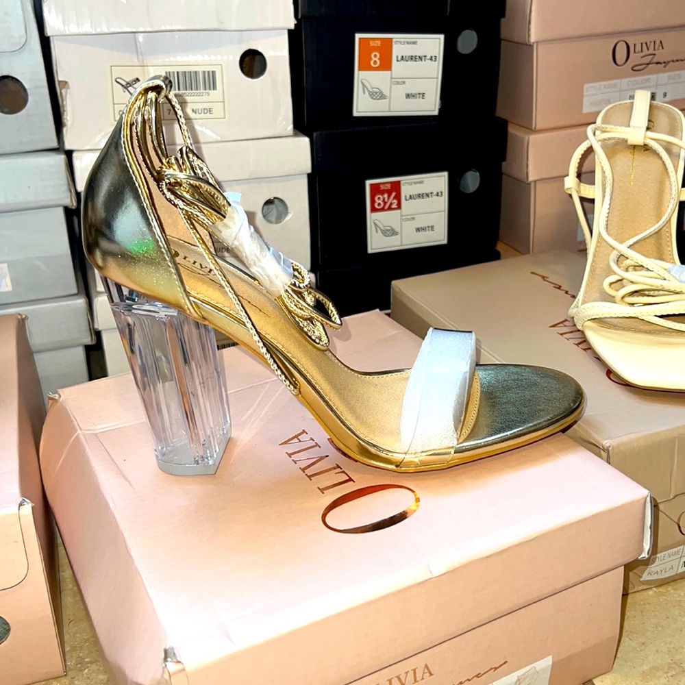 Brand new Gold olivia strappy heels
